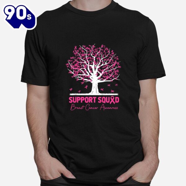 Support Squad Breast Cancer Awareness Fall Tree Pink Ribbon Shirt