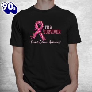 Survivor Pink Ribbons Hearts Breast Cancer Awareness Woshirt 1