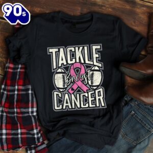 Tackle Breast Cancer Awareness Football Pink Ribbon Shirt 1
