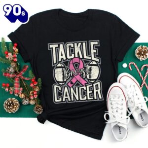 Tackle Breast Cancer Awareness Football Pink Ribbon Shirt 2