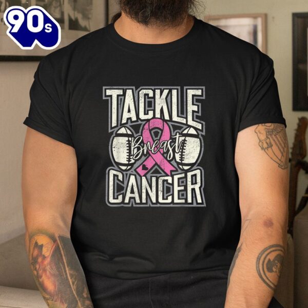 Tackle Breast Cancer Awareness Football Pink Ribbon Shirt