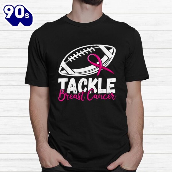 Tackle Football Pink Ribbon Breast Cancer Awareness Warrior Shirt