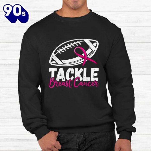 Tackle Football Pink Ribbon Breast Cancer Awareness Warrior Shirt