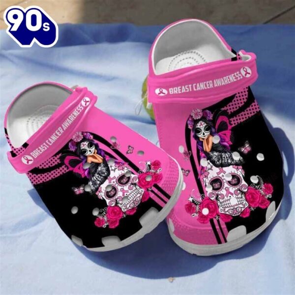 Tattoo Sugar Skull Girl Butterfly Girl Breast Cancer Awareness Shoes Personalized Clogs