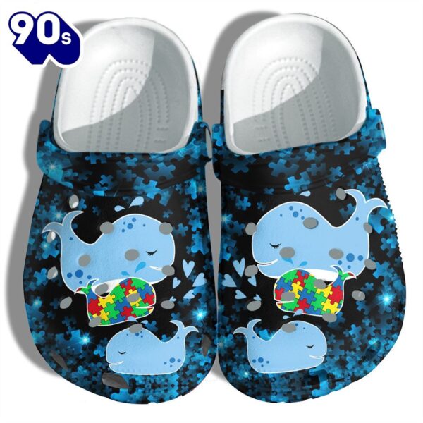 Whales Family Autism Awareness Shoes Cute Puzzle Gifts Women Daughter Personalized Clogs