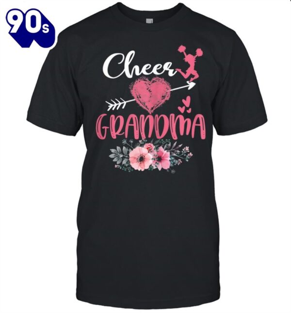 Womens Cheer Grandma Floral Cheerleader Heart Mother’s Day shirt