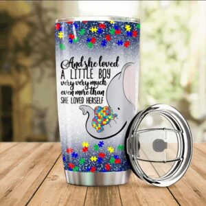Womens She Loved A Little Boy Very Much Autism Elephant Mom Tumbler Idea 1