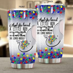 Womens She Loved A Little Boy Very Much Autism Elephant Mom Tumbler Idea 2