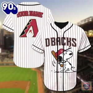 Arizona Diamondbacks Snoopy Custom Name Baseball Jersey