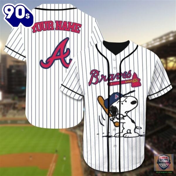 Atlanta Braves Snoopy Custom Name Baseball Jersey