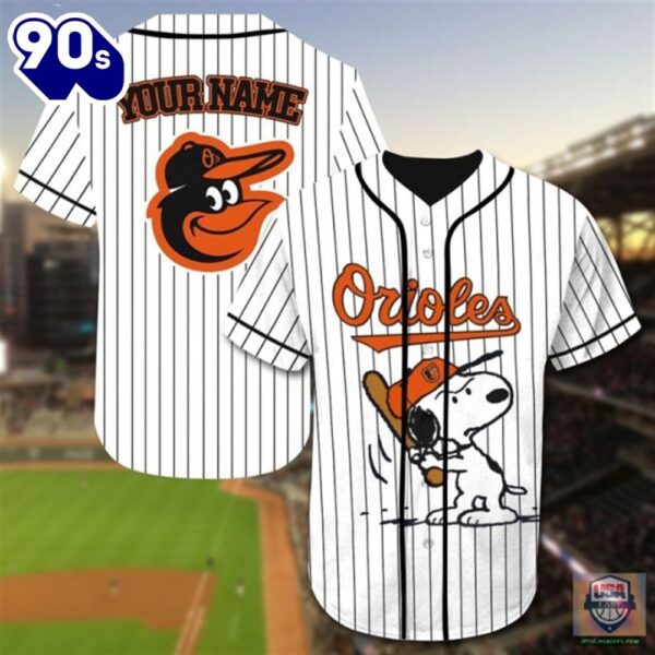 Baltimore Orioles Snoopy Custom Name Baseball Jersey