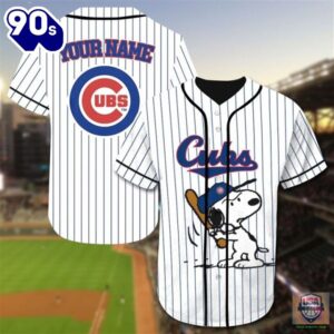 Chicago Cubs Snoopy Custom Name Baseball Jersey