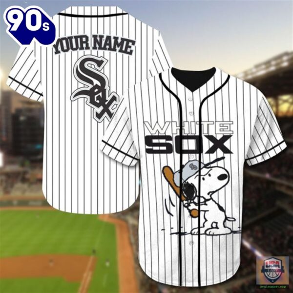 Chicago White Sox Snoopy Custom Name Baseball Jersey