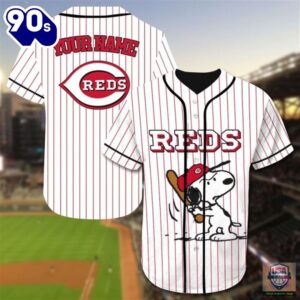 Cincinnati Reds Snoopy Custom Name Baseball Jersey