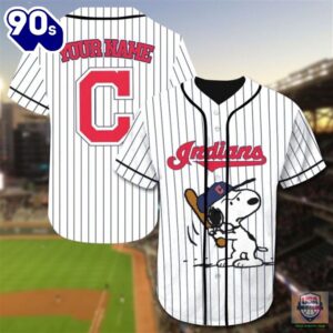 Cleveland Indians Snoopy Custom Name Baseball Jersey