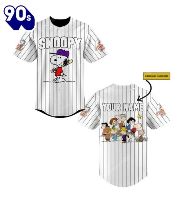 Custom Snoopy And Charlie Brown All Over Print Baseball Jersey