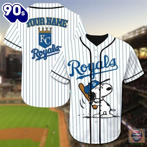 Kansas City Royals Snoopy Custom Name Baseball Jersey