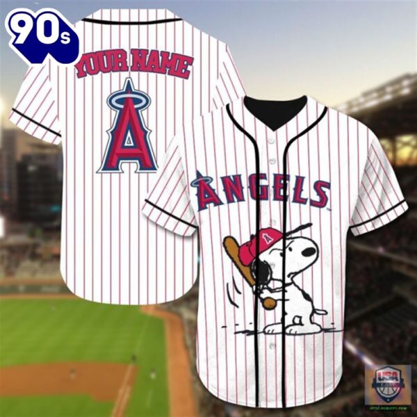 Los Angeles Angels Snoopy Custom Name Baseball Jersey