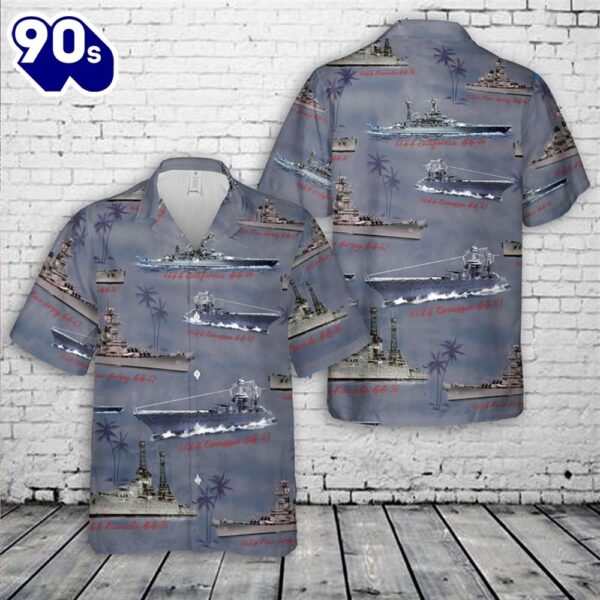 Naval Battleships Of World War II US Navy Hawaiian Shirt