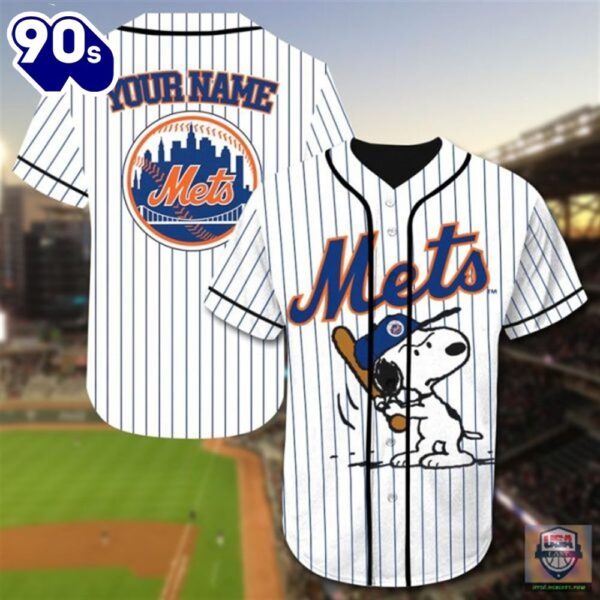 New York Mets Snoopy Custom Name Baseball Jersey