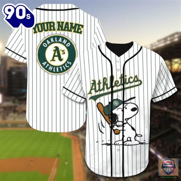 Oakland Athletics Snoopy Custom Name Baseball Jersey