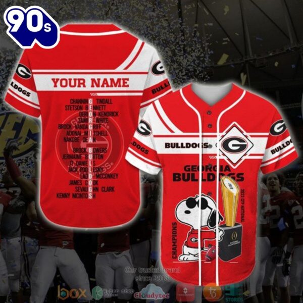 Personalized Georgia Bulldogs Ncaa1 Snoopy College Football Playoff 21-22 Baseball Jersey Shirt