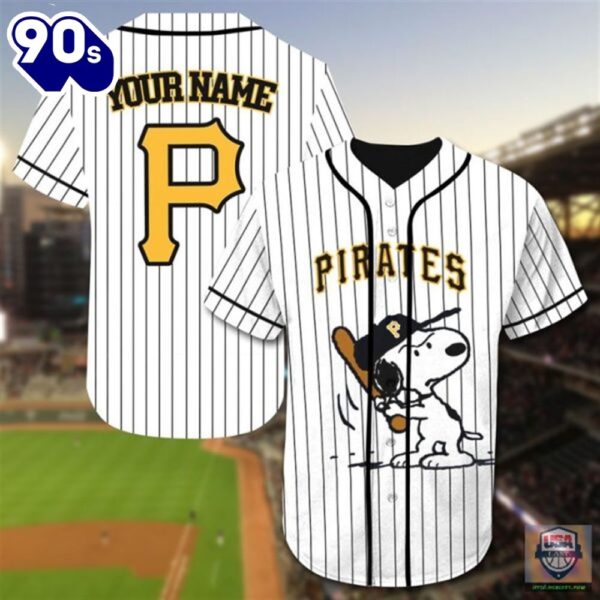 Pittsburgh Pirates Snoopy Custom Name Baseball Jersey