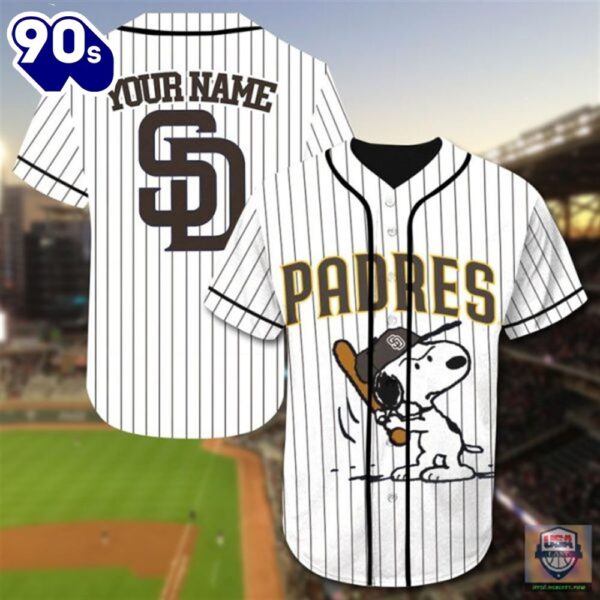 San Diego Padres Snoopy Custom Name Baseball Jersey