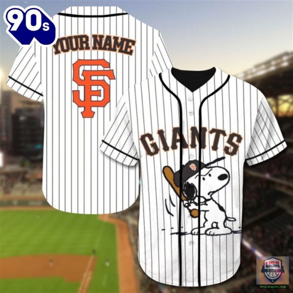 San Francisco Giants Snoopy Custom Name Baseball Jersey