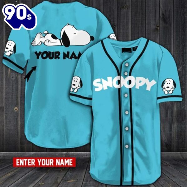 Snoopy Custom Name Baseball Jersey