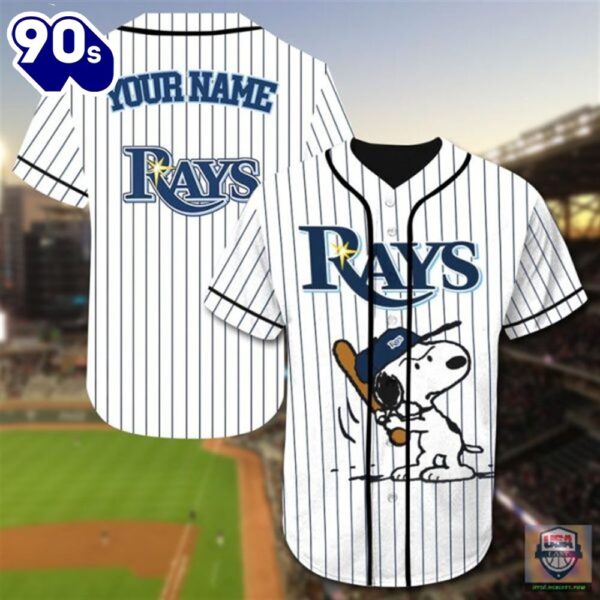 Tampa Bay Rays Snoopy Custom Name Baseball Jersey
