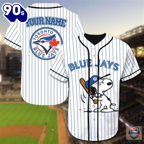 Toronto Blue Jays Snoopy Custom Name Baseball Jersey