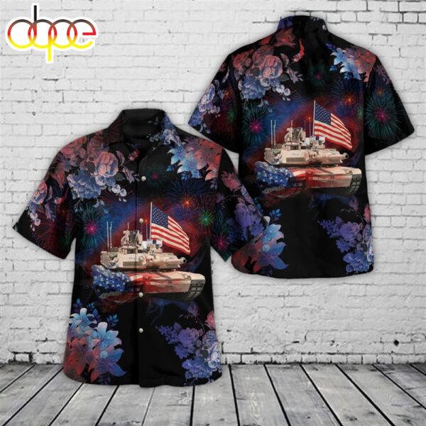 US Army Abrams M1A2 SEPV3 Tank, 4th Of July Hawaiian Shirt