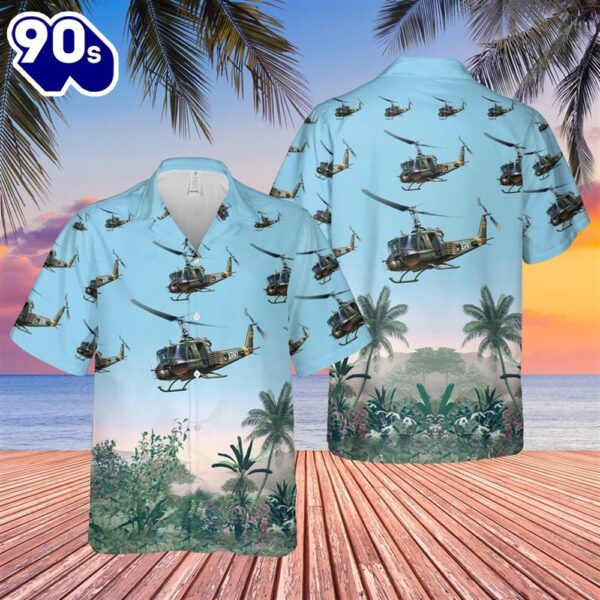 US Army Bell UH-1B Helicopter Hawaiian Shirt