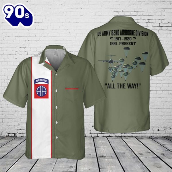 US Army Paratroopers With The 82nd Airborne Division Parachute Pocket Hawaiian Shirt