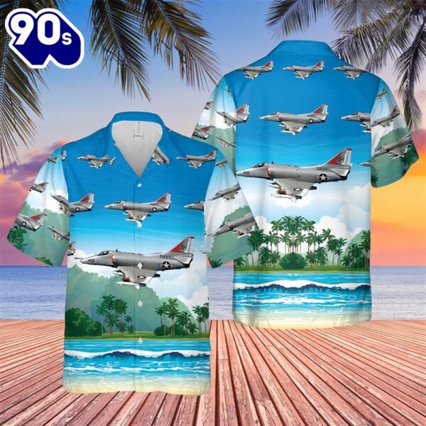 US Navy A-4E Skyhawk Of VA-164 Hawaiian Shirt