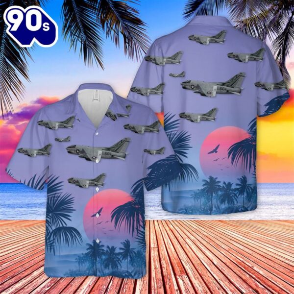 US Navy A7B Corsair II Of VA-155 Sliver Foxes Hawaiian Shirt