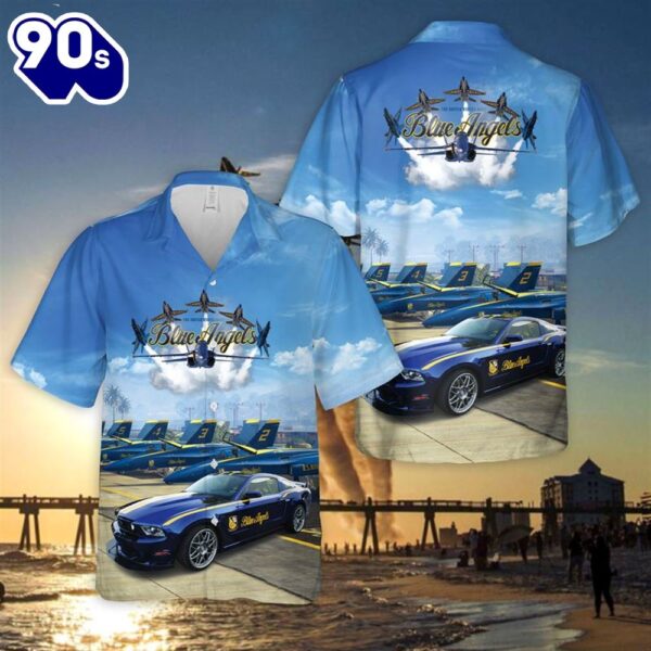 U.S Navy Blue Angels Ford Mustang GT Hawaiian Shirt