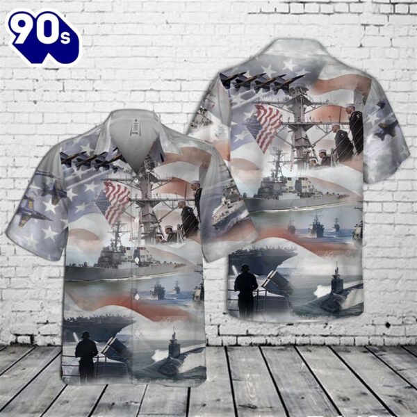 US Navy Collage Pocket Hawaiian Shirt
