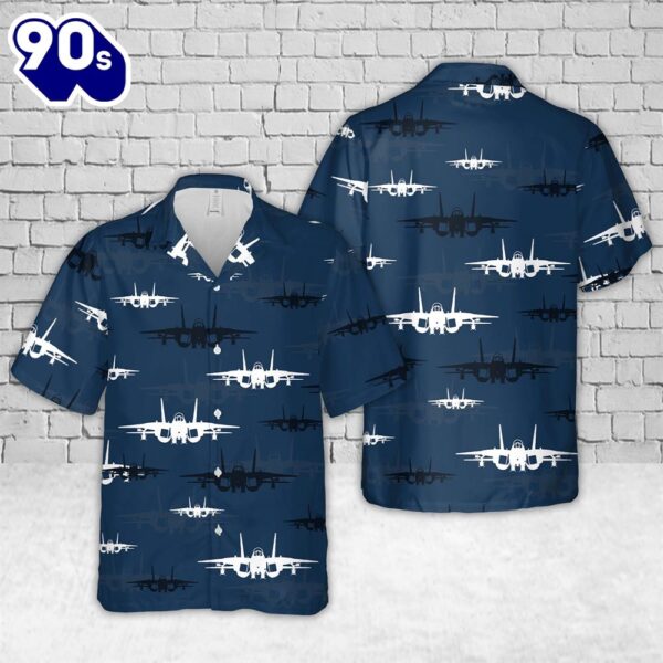 US Navy F-14A Tomcat Silhouette Hawaiian Shirt