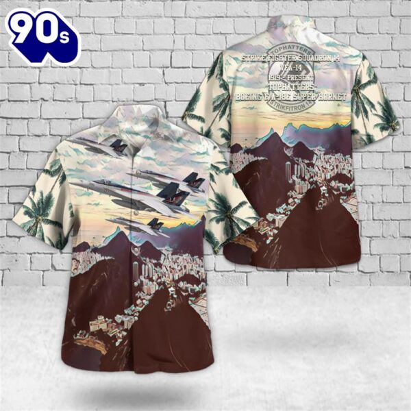 US Navy FA-18E Super Hornet Of VFA-14 Tophatters Hawaiian Shirt
