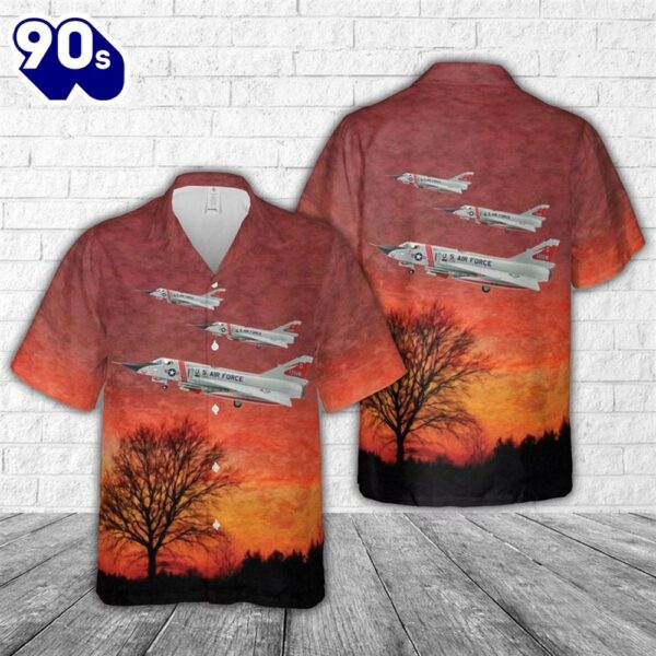 Us Air Force 87Th Fis Red Bulls Convair F-106A Delta Dart Trendy Hawaiian Shirt For Men