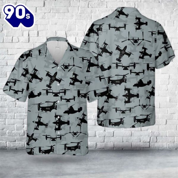 Us Air Force Bell Boeing V-22 Osprey Silhouettes Trendy Hawaiian Shirt