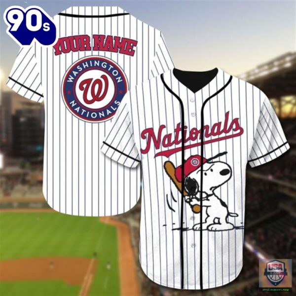 Washington Nationals Snoopy Custom Name Baseball Jersey