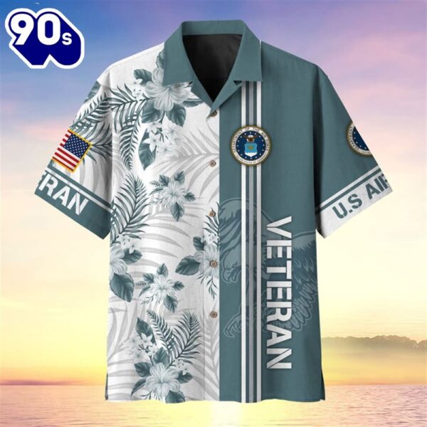 4th Of July USA Flag Tropical Air Force Patriotic Casual Button Up Aloha  Hawaiian Shirt