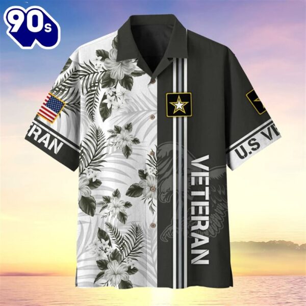 4th Of July USA Flag Tropical Army Patriotic Casual Button Up Aloha  Hawaiian Shirt