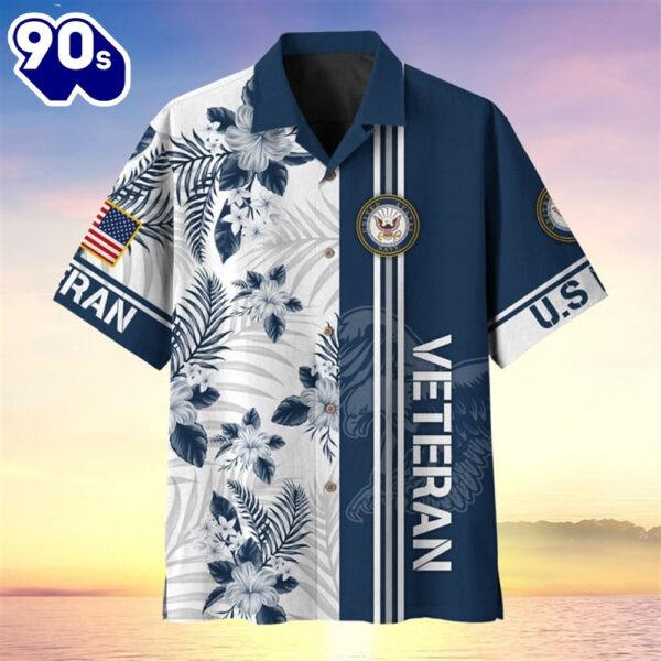 4th Of July USA Flag Tropical Navy Patriotic Casual Button Up Aloha  Hawaiian Shirt