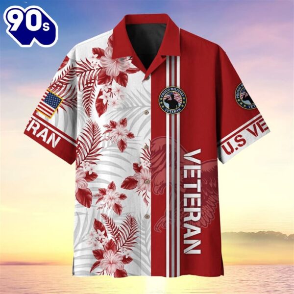 4th Of July USA Flag Tropical Veteran Patriotic Casual Button Up Aloha  Hawaiian Shirt