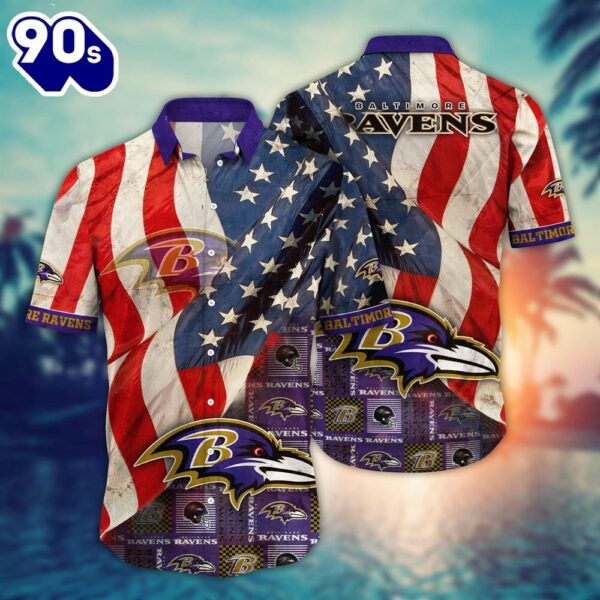 Baltimore Ravens NFL US Flaq 4th Of July Hawaiian Shirt  For Fans Trending Summer Football Shirts
