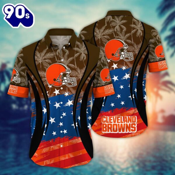 Cleveland Browns NFL Summer 4th Of July USA Flaq Hawaiian Shirt For Fans